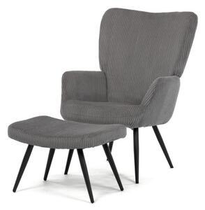 Křeslo šedé s podnožkou AK-L7285 GREY6