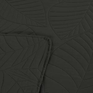 Tmavě šedý přehoz na postel se vzorem LEAVES Rozměr: 220 x 240 cm