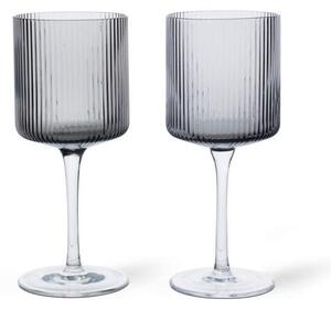 Ferm Living Sada 2 ks sklenic na bílé víno Ripple, smoked grey