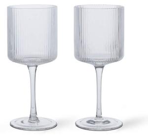 Ferm Living Sada 2 ks sklenic na bílé víno Ripple, clear