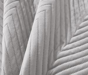Světle šedý sametový přehoz na postel se vzorem ARROW VELVET Rozměr: 200 x 220 cm