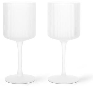 Ferm Living Sada 2 ks sklenic na bílé víno Ripple, frosted