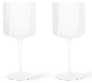 Ferm Living Sada 2 ks sklenic na červené víno Ripple, frosted