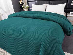 Tyrkysový sametový přehoz na postel se vzorem ARROW VELVET Rozměr: 200 x 220 cm