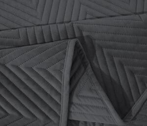 Tmavě šedý sametový přehoz na postel se vzorem ARROW VELVET Rozměr: 200 x 220 cm