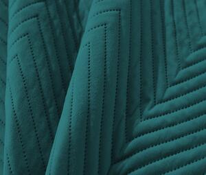 Tyrkysový sametový přehoz na postel se vzorem ARROW VELVET Rozměr: 200 x 220 cm