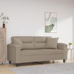 2místná pohovka s polštáři taupe 140 cm tkanina z mikrovlákna 3200971