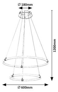 RABALUX 72009 Irelia závěsné svítidlo LED D600mm 55W/4700lm 3000+4000+6000K saténový chrom, bílá, dálkový ovladač