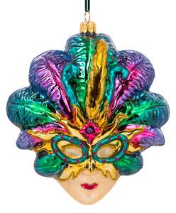 Dům Vánoc Sběratelská skleněná ozdoba na stromeček Karnevalová maska 13 cm