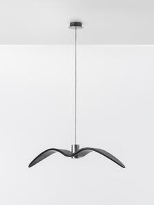 Designové závěsné svítidlo Brokis Night Birds PC963 Povrch Montury: Stříbrný elox, Barva skla: Šedá kouřová - masiv, Povrch baldachýnu: kov - černý matný komaxit