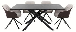 Vikio Jídelní set pro 4 osoby 180x90 cm černý, krémová látka VJS208-4K