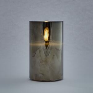 LED svíčka šedá - sklo,v.10cm