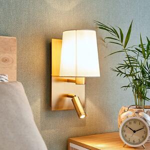Nástěnné svítidlo Lindby Aiden, 30 cm, starožitná mosaz, LED světlo na čtení
