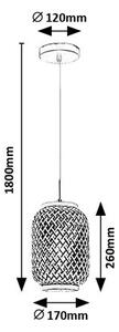 RABALUX 72091 Adalla závěsné svítidlo 1xE27 D170mm matná černá, přírodní