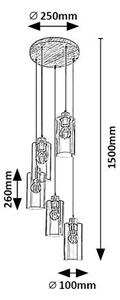 RABALUX 72125 Tanno závěsné svítidlo 5xE27 D250mm imitace dřeva, kouřová