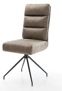 DELIFE Jídelní židle Pela-Flex mikrovlákno taupe vintage křížová podnož zúžená černá taštičkové pružiny