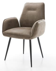 DELIFE Jídelní židle Zoa-Flex mikrovlákno taupe vintage 4-nohá zúžená černá taštičkové pružiny