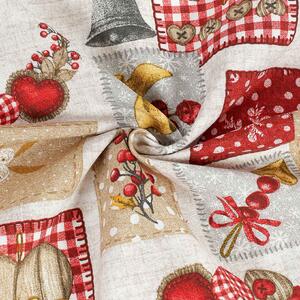 Goldea vánoční dekorační látka loneta - vánoční ozdoby patchwork 140 cm