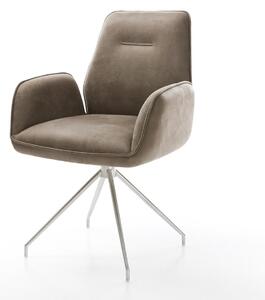 DELIFE Jídelní židle Zoa-Flex mikrovlákno taupe vintage křížová podnož zúžená nerezová ocel taštičkové pružiny