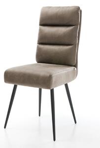 DELIFE Jídelní židle Pela-Flex mikrovlákno taupe vintage 4-nohá zúžená černá taštičkové pružiny