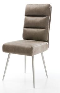 DELIFE Jídelní židle Pela-Flex mikrovlákno taupe vintage 4-nohá zúžená nerezová ocel taštičkové pružiny