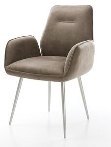 DELIFE Jídelní židle Zoa-Flex mikrovlákno taupe vintage 4-nohá zúžená nerezová ocel taštičkové pružiny