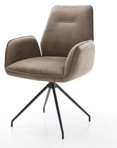 DELIFE Jídelní židle Zoa-Flex mikrovlákno taupe vintage křížová podnož zúžená černá taštičkové pružiny