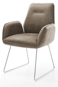 DELIFE Jídelní židle Zoa-Flex mikrovlákno taupe vintage tenká podnož nerezová ocel taštičkové pružiny