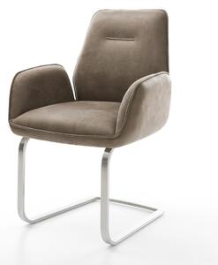 DELIFE Jídelní židle Zoa-Flex mikrovlákno taupe vintage plochý jídelní židle nerezová ocel taštičkové pružiny