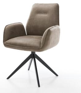 DELIFE Jídelní židle Zoa-Flex mikrovlákno taupe vintage křížová podnož široká černá 360° otočná houpací funkce taštičkové pružiny