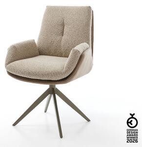 DELIFE Jídelní židle Clea-Flex kombinace materiálů tmavě béžová křížová podnož široká titanová povrchová úprava otočná 360° houpací funkce