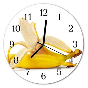 Nástenné skleněné hodiny banány fi 30 cm