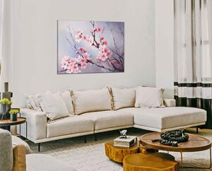 Obraz na plátně Růžové květy na větvičce