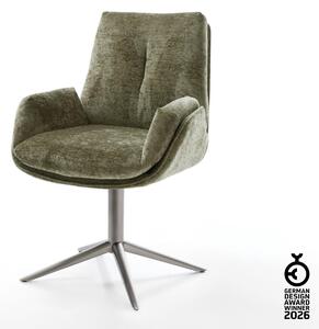 DELIFE Jídelní židle Clea-Flex žinylka olivová podnož ve tvaru kříže grafit 360° otočný houpací funkce