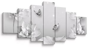 Obraz - Květinový design s motýlky (210x100 cm)