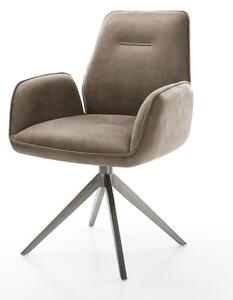 DELIFE Jídelní židle Zoa-Flex mikrovlákno taupe vintage křížová podnož široká grafitová 360° otočná houpací funkce taštičkové pružiny