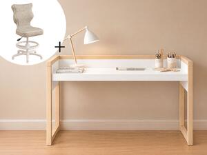 Dětský rostoucí stůl STOLLY se dvěma výškami stolu + ergonomická židle BÉŽOVÁ Zvolte rozměr židle: dítě 119 - 142 cm (výška stolu 71 - 82 cm)