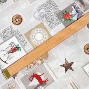Goldea vánoční dekorační látka loneta - vánoční patchwork 140 cm