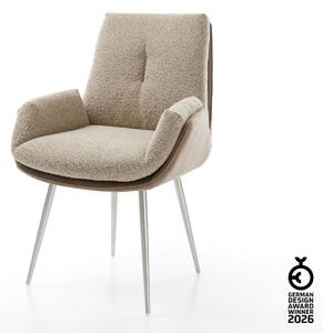 DELIFE Jídelní židle Clea-Flex kombinace materiálů tmavě béžová 4-nohá zúžená nerezová ocel