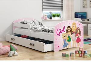 Dětská postel LUKI 1 160x80 cm Bílá Girl