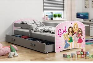 Dětská postel LUKI 1 160x80 cm Šedá Girl