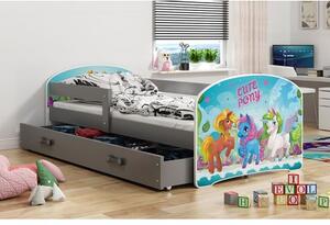 Dětská postel LUKI 1 160x80 cm Šedá Pony