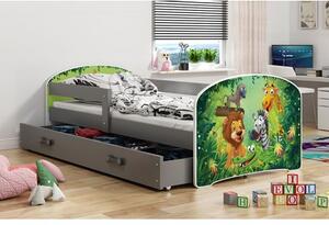 Dětská postel LUKI 1 160x80 cm Šedá Jungle
