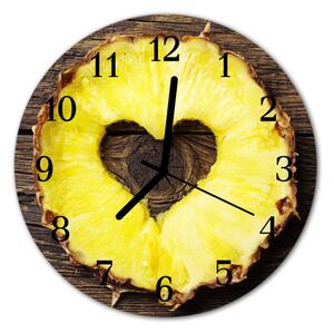 Nástenné skleněné hodiny ananas fi 30 cm
