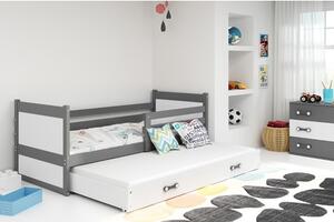 Dětská postel s výsuvnou postelí RICO 190x80 cm Bílá Šedá