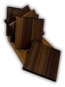 Kamohome Podtácky SQUARE - masivní drevo Materiál podtácku: Ořech americký, Materiál stojánku: Dub
