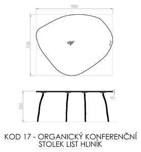Organický konferenční stolek list hliník