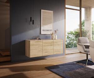 DELIFE Komoda Cuor 150 cm keramika Laminam® Sabbia dubová 3 dvířka závěsná