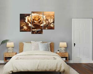 Obraz na plátně Zlatá růže a listy