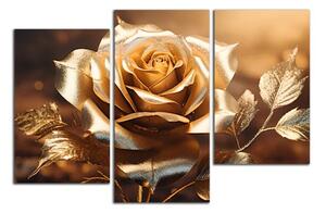 Obraz na plátně Zlatá růže a listy